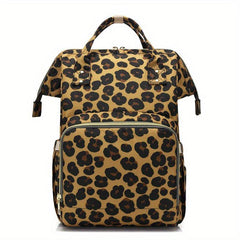 Cow Print Leopard Print Casual Backpack Waterproof Large Capacity Mommy Bag