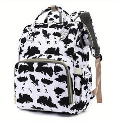 Cow Print Leopard Print Casual Backpack Waterproof Large Capacity Mommy Bag