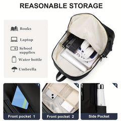 Students Black Schoolbag Large Capacity Travel Backpack