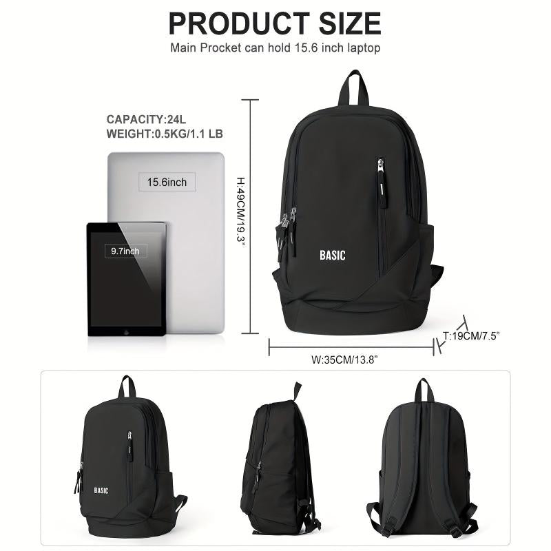 Students Black Schoolbag Large Capacity Travel Backpack