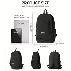Students Black Schoolbag Large Capacity Travel Backpack