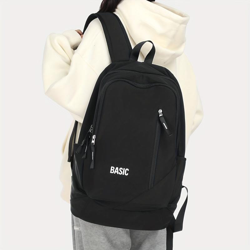Students Black Schoolbag Large Capacity Travel Backpack