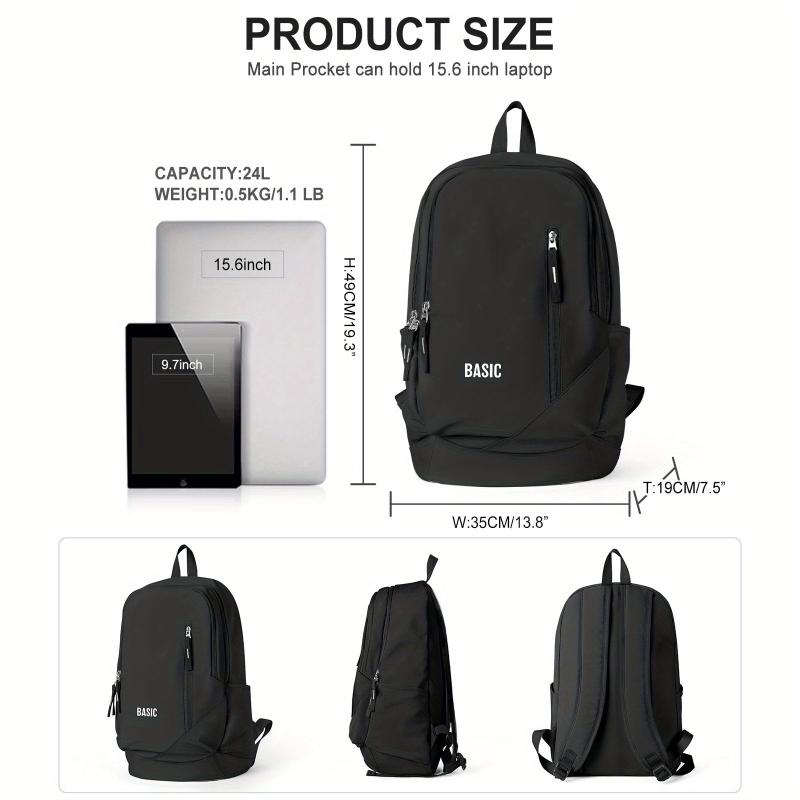 Students Black Schoolbag Large Capacity Travel Backpack