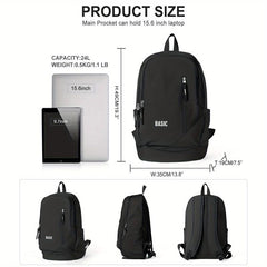 Students Black Schoolbag Large Capacity Travel Backpack