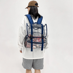 Transparent PVC Travel Flap Backpack Waterproof Lightweight Portable Bag