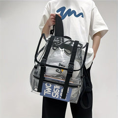 Transparent PVC Travel Flap Backpack Waterproof Lightweight Portable Bag