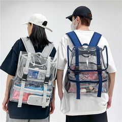 Transparent PVC Travel Flap Backpack Waterproof Lightweight Portable Bag