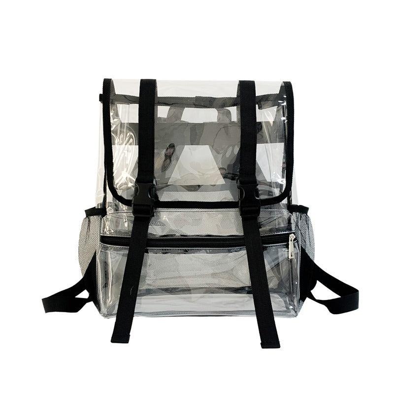 Transparent PVC Travel Flap Backpack Waterproof Lightweight Portable Bag