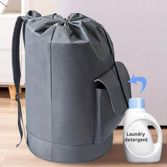 Grey Backpack Drawstring Bag Laundry Bag For Students Travel