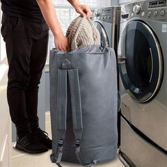 Grey Backpack Drawstring Bag Laundry Bag For Students Travel