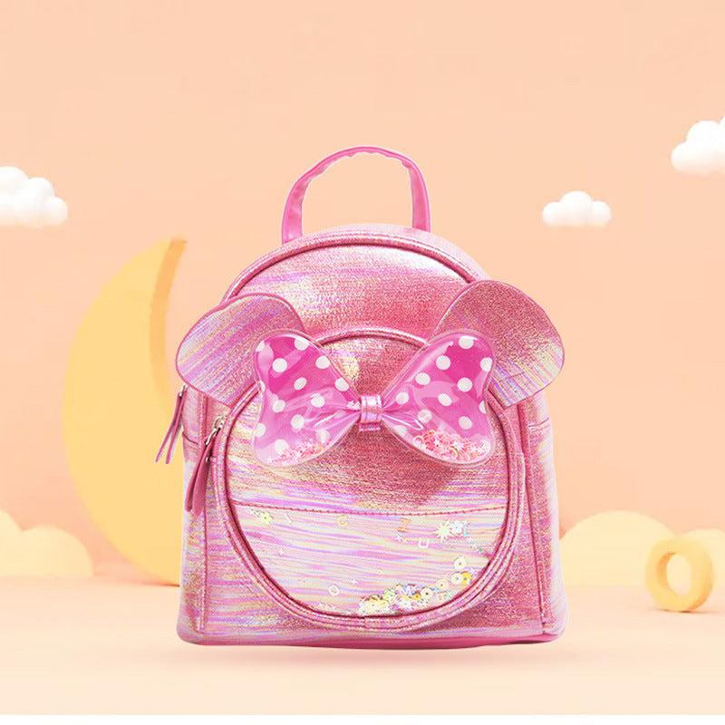 Colorful Sequin Girls Backpack Transparent Polka Dot Bow for Children
