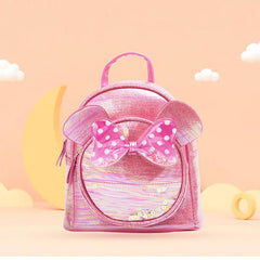 Colorful Sequin Girls Backpack Transparent Polka Dot Bow for Children
