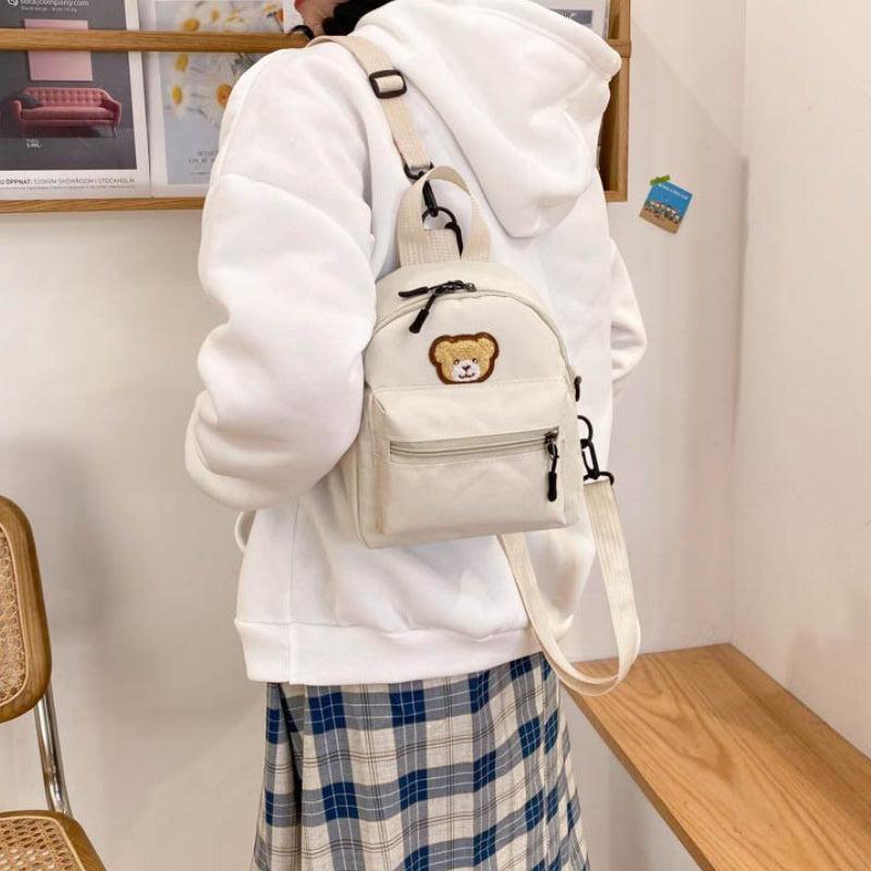 Cartoon Bear Print Backpack Large Capacity Student Backpack