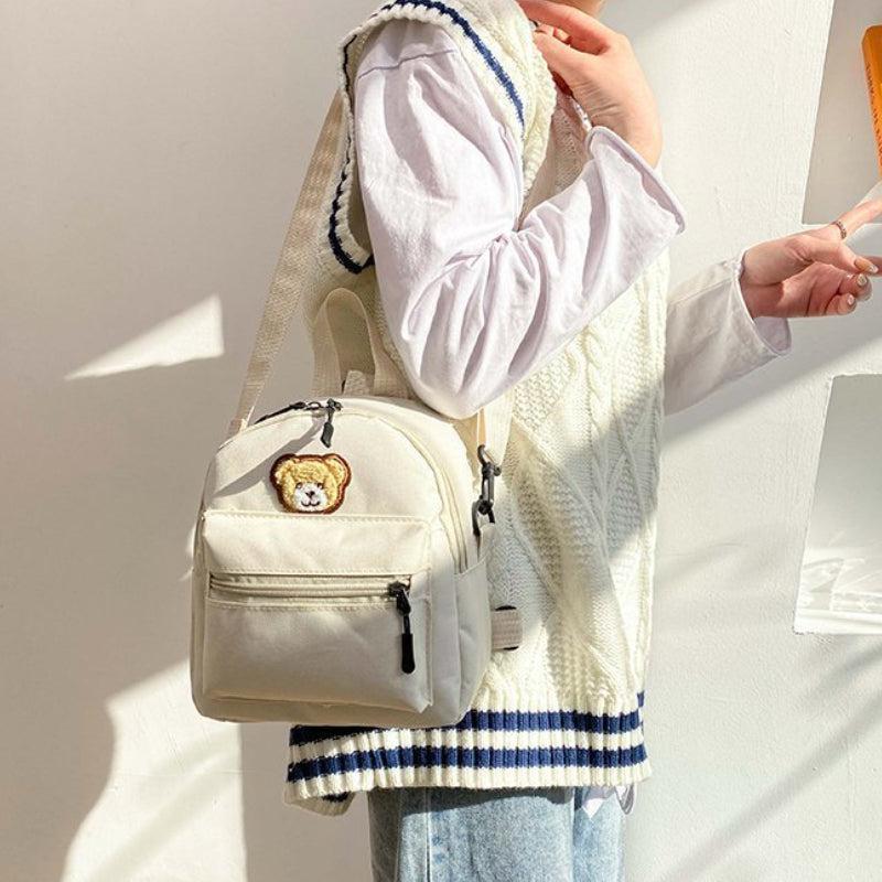 Cartoon Bear Print Backpack Large Capacity Student Backpack