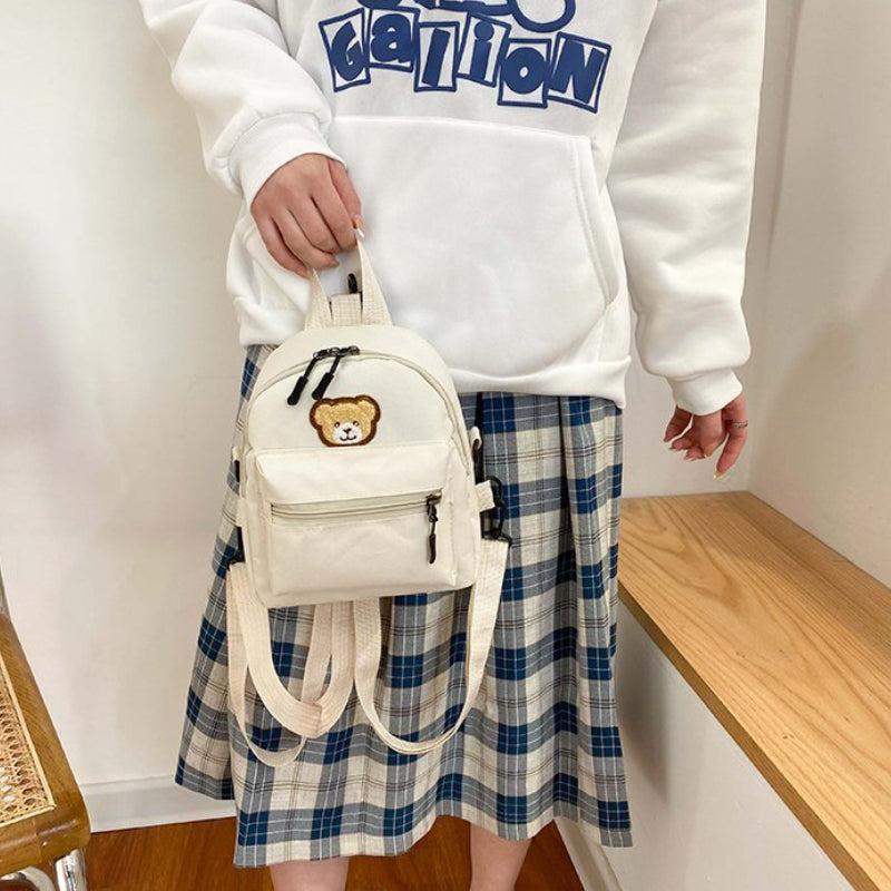 Cartoon Bear Print Backpack Large Capacity Student Backpack