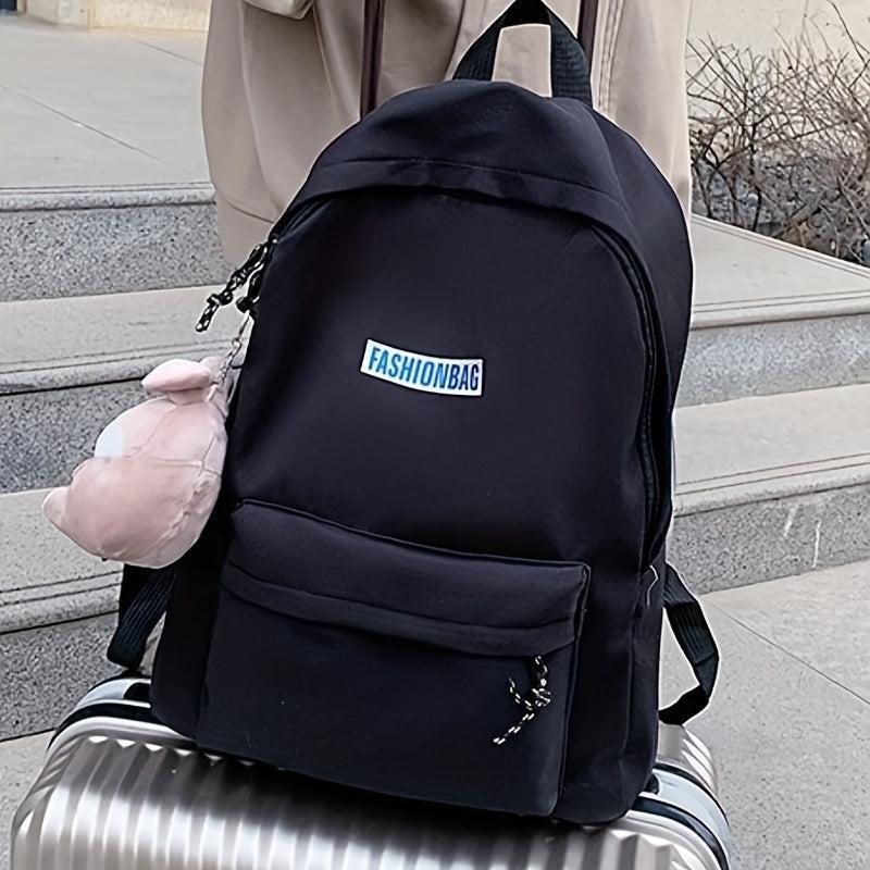 Solid Backpack Large Capacity Travel Backpack Casual Student Commuter Bag