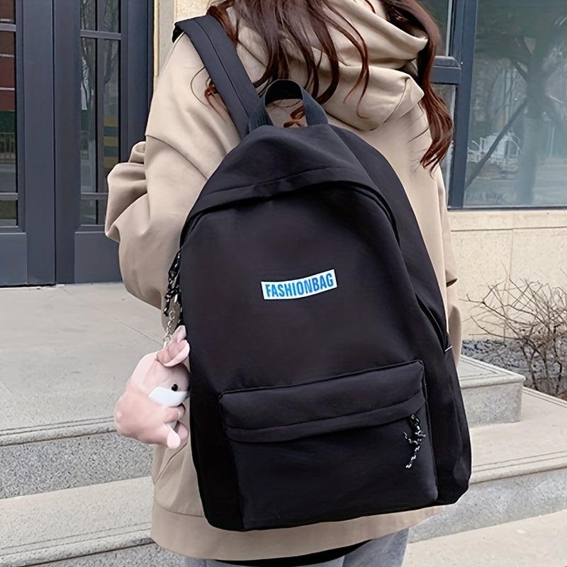 Solid Backpack Large Capacity Travel Backpack Casual Student Commuter Bag