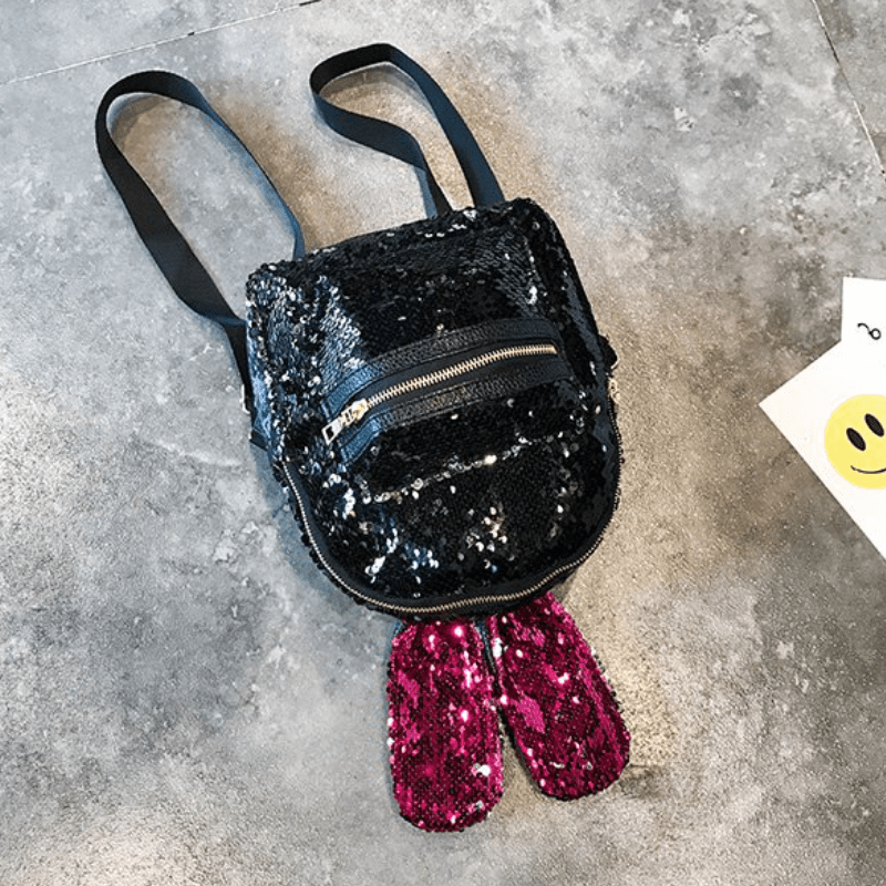 Rabbit Ear Shape Backpack With Purple Sequins PU Backpack