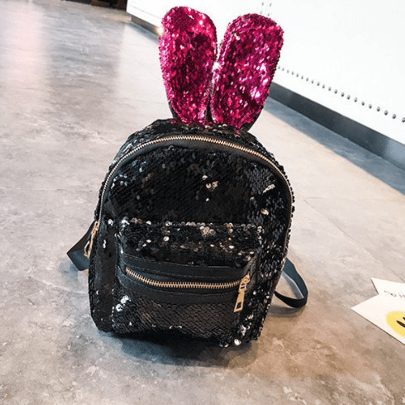 Rabbit Ear Shape Backpack With Purple Sequins PU Backpack