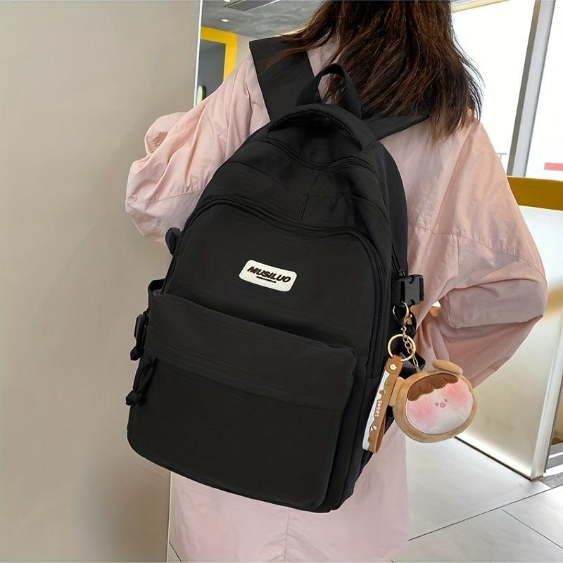 Large Capacity Solid Backpack for Women and Men