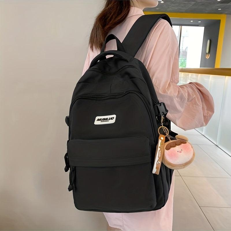 Large Capacity Solid Backpack for Women and Men