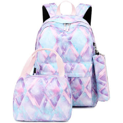 Colorful Printed Backpack, Lunch Bag, Pen Bag Set for Teenagers