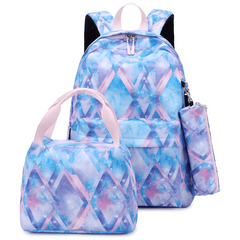 Colorful Printed Backpack, Lunch Bag, Pen Bag Set for Teenagers