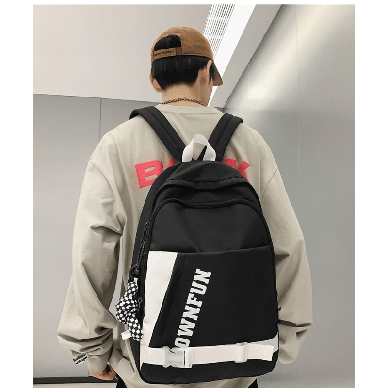 Letter Pattern Backpack Casual Travel Bag Preppy Style Backpack