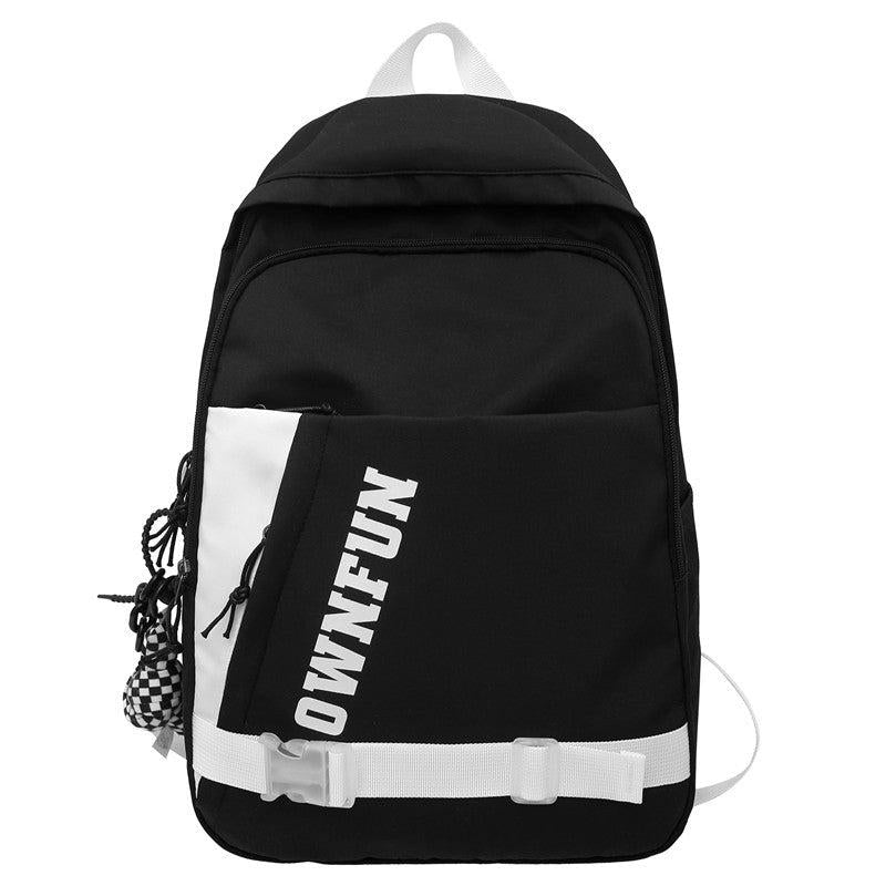 Letter Pattern Backpack Casual Travel Bag Preppy Style Backpack