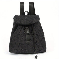 Geometric Argyle Pattern Flap Backpack Drawstring Bag Vintage Casual Outdoor Bag