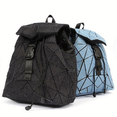 Geometric Argyle Pattern Flap Backpack Drawstring Bag Vintage Casual Outdoor Bag