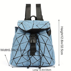 Geometric Argyle Pattern Flap Backpack Drawstring Bag Vintage Casual Outdoor Bag