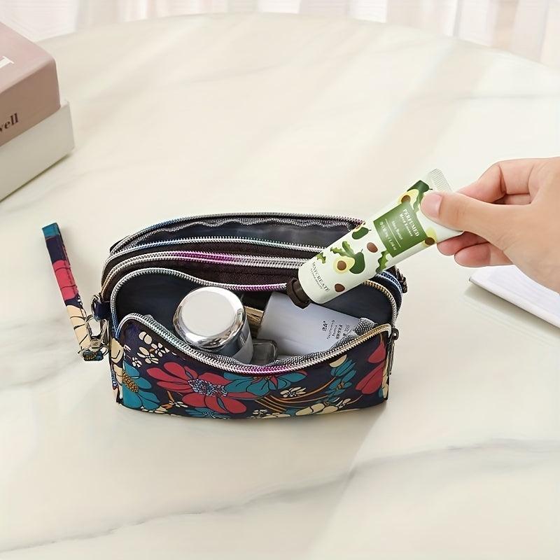 Three Layer Zipper Bag Cosmetic Mobile Phone Wallet Cloth Small Change Bag