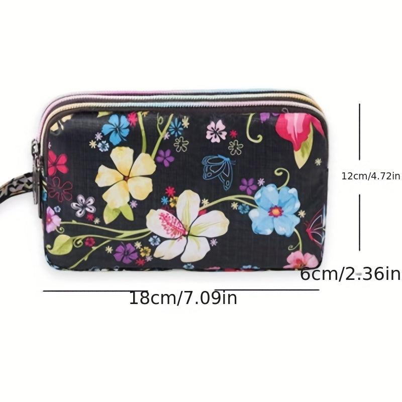 Three Layer Zipper Bag Cosmetic Mobile Phone Wallet Cloth Small Change Bag