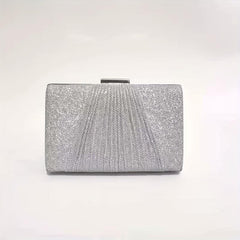 Glitter Ruched Evening Bag Women's Chain Box Handbag Clutch Purse