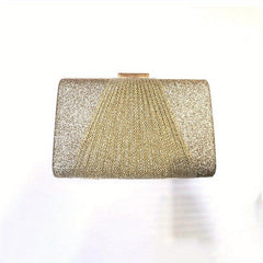 Glitter Ruched Evening Bag Women's Chain Box Handbag Clutch Purse