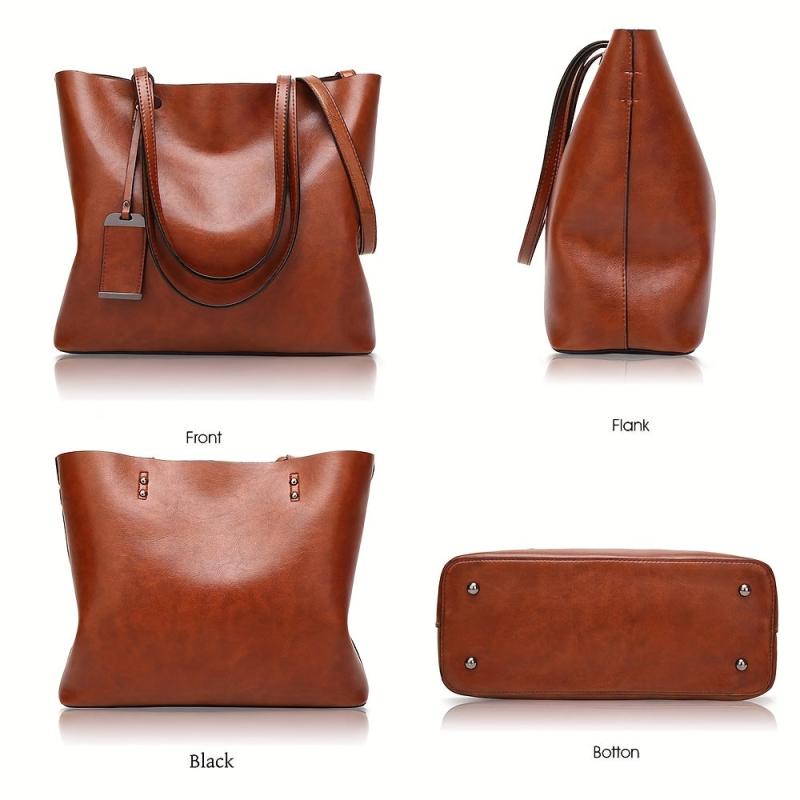 Retro Leather Crossbody Work Bag with Computer Compartment