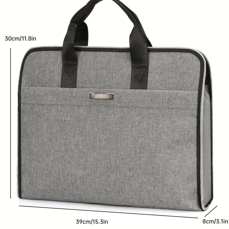 Nylon Briefcase Large Capacity Zippered Document Organizer Handbag