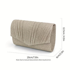 Glitter Flap Clutch Bag Metal Chain Crossbody Purse