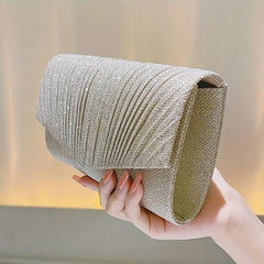 Glitter Flap Clutch Bag Metal Chain Crossbody Purse