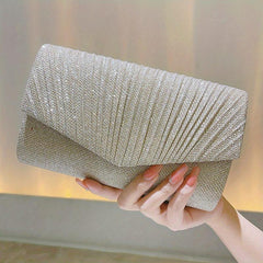 Glitter Flap Clutch Bag Metal Chain Crossbody Purse