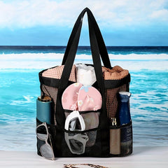 Hollow Mesh Beach Bag Shoulder Bag Tote Travel Toiletry Bag