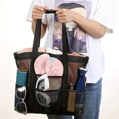 Hollow Mesh Beach Bag Shoulder Bag Tote Travel Toiletry Bag