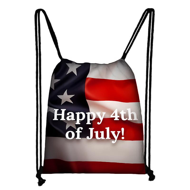 National Day's Gift Bag American Flag Drawstring Backpack