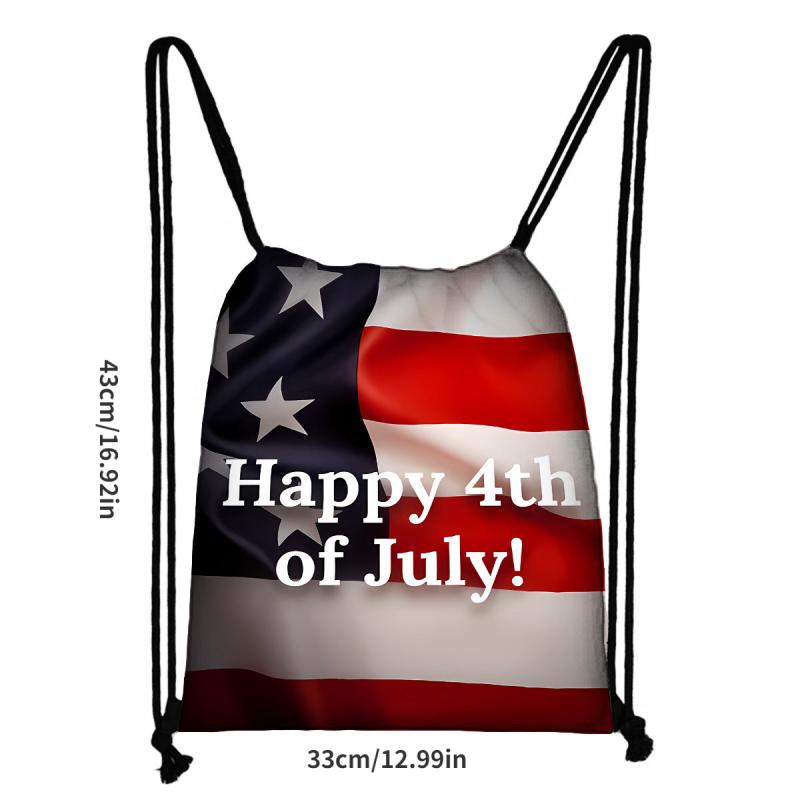 National Day's Gift Bag American Flag Drawstring Backpack