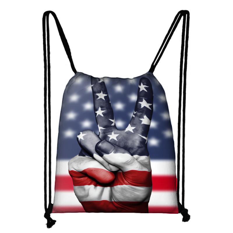 National Day's Gift Bag American Flag Drawstring Backpack