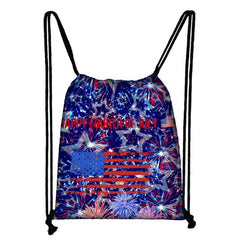 National Day's Gift Bag American Flag Drawstring Backpack