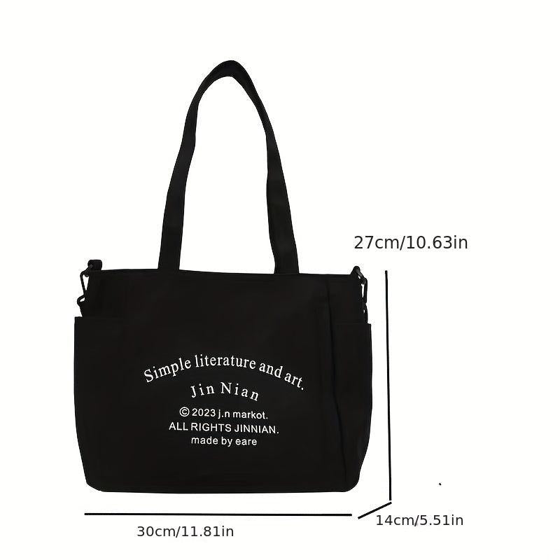 Retro Canvas Tote Bag Large Capacity Casual College Student Commuter