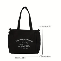 Retro Canvas Tote Bag Large Capacity Casual College Student Commuter