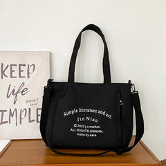 Retro Canvas Tote Bag Large Capacity Casual College Student Commuter